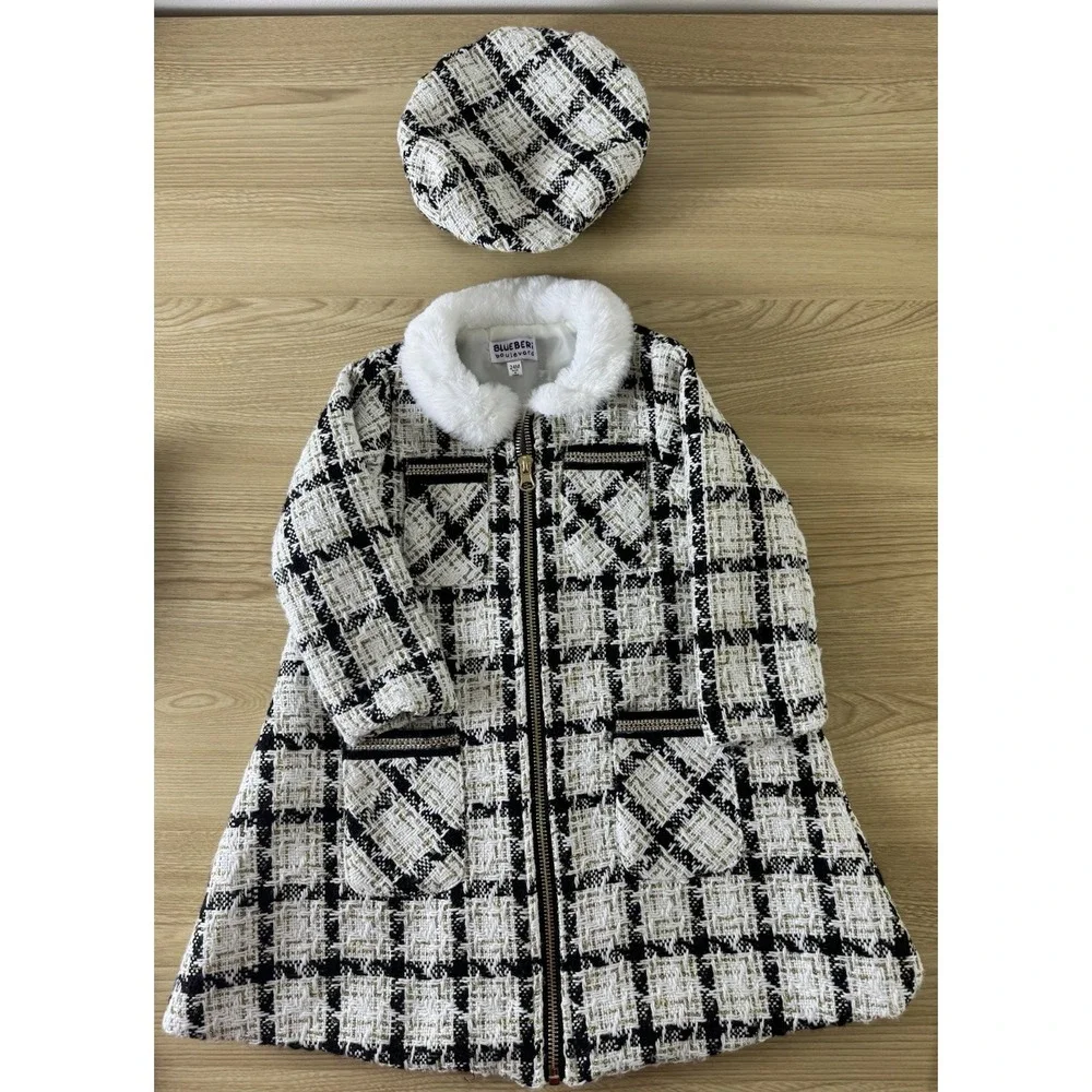 Blueberi Boulevard 24M Girls Boucle Coat Dress Beret 3 Pc Holiday Outfit